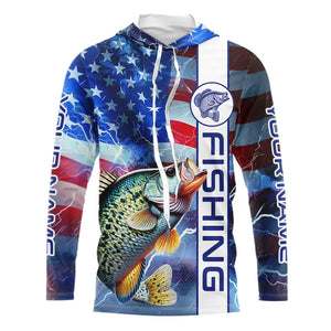 American flag Crappie lingtning Long Sleeve Fishing Shirts custom Patriotic Crappie fishing jerseys NQS9472