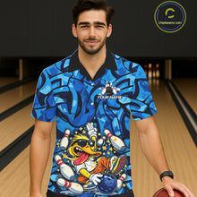 Load image into Gallery viewer, Funny Duck Bowling Hawaiian Shirts Custom Blue graffiti pattern Team Bowling Jerseys NQS11603