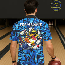 Load image into Gallery viewer, Funny Duck Bowling Hawaiian Shirts Custom Blue graffiti pattern Team Bowling Jerseys NQS11603