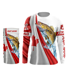 Load image into Gallery viewer, Canadian flag patriotic Walleye fishing Custom Name 3D Fishing Shirts UV Protection Gift For Fisherman NQS5171