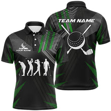 Load image into Gallery viewer, Mens golf polo shirts custom black and green golf clubs, team golf attire for men NQS7429
