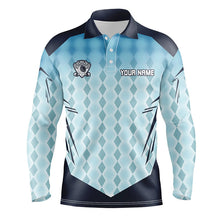 Load image into Gallery viewer, Blue argyle pattern men's golf polo shirts custom golf outfits for men, golf gifts for men NQS7592