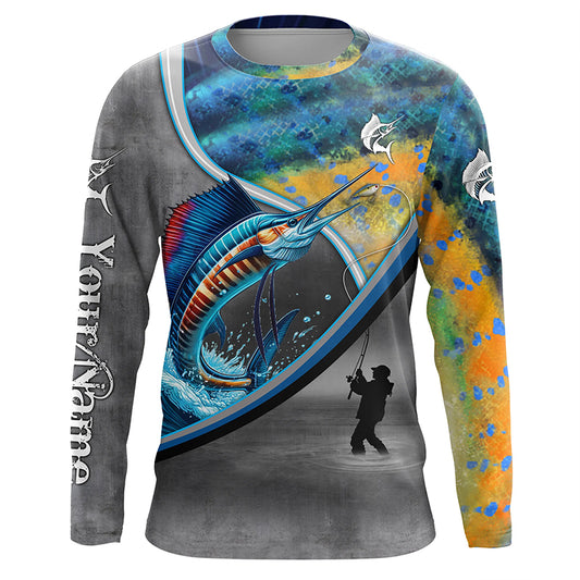 Sailfish fishing saltwater fish personalized fishing tournament shirts, sun protection fishing apparel NQS5673