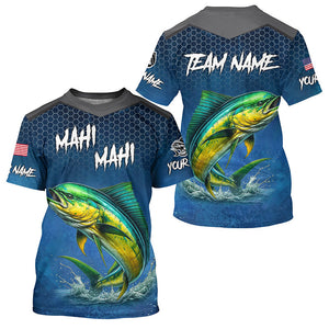 Blue camo Mahi mahi fishing Custom performance long sleeve team Dorado fishing tournament shirts NQS7774