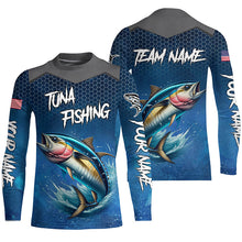 Load image into Gallery viewer, Blue camo Tuna fishing Custom performance long sleeve team Tuna fishing tournament shirts NQS7776