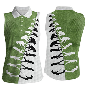 Women sleeveless polo shirt green and white golf evolution golf shirts, ladies golf tops NQS5883