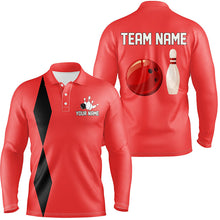 Load image into Gallery viewer, Personalized Retro Bowling Polo, Quarter Zip Shirts For Men custom vintage bowling team jerseys | Red NQS8004
