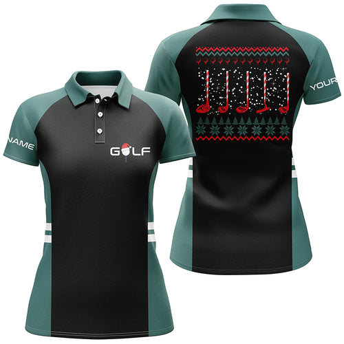 Green and black Womens golf polo shirt custom Christmas golf clubs ladies golf polos NQS6548