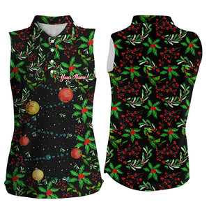 Christmas Tree Pattern Women sleeveless polo shirts custom Christmas golf clothes for ladies NQS8652