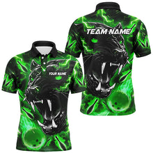 Load image into Gallery viewer, Green Flame Panther Bowling Polo, Quarter Zip Shirts For Men Custom Bowling Team League Jerseys NQS8653