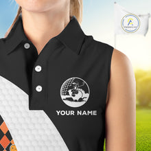 Load image into Gallery viewer, Golf Turkey Thanksgiving Sleeveless Polo Shirt Orange Pumpkin argyle pattern Custom Golf outfit NQS10839