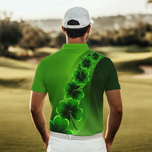 Load image into Gallery viewer, Green shamrock Lucky Mens polo golf shirts Custom St Patrick Day golf apparel for men NQS9485