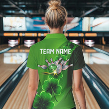 Load image into Gallery viewer, Green shamrock Lucky Bowling Polo, 1/4 Zip Shirt for Women Custom St Patrick Day Bowling Team Jerseys NQS9486