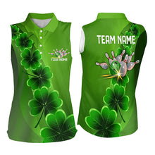 Load image into Gallery viewer, Green shamrock Lucky Bowling Sleeveless Polo Shirt Custom St Patrick Day Bowling Team Jerseys NQS9486