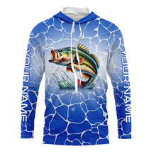 Load image into Gallery viewer, Personalized blue water camo Largemouth bass Long Sleeve Fishing Shirts, Tournament Fishing Jerseys NQS7440