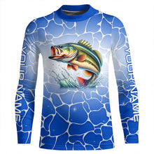 Load image into Gallery viewer, Personalized blue water camo Largemouth bass Long Sleeve Fishing Shirts, Tournament Fishing Jerseys NQS7440