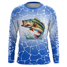 Load image into Gallery viewer, Personalized blue water camo Largemouth bass Long Sleeve Fishing Shirts, Tournament Fishing Jerseys NQS7440