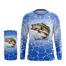 Load image into Gallery viewer, Personalized blue water camo Largemouth bass Long Sleeve Fishing Shirts, Tournament Fishing Jerseys NQS7440