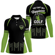 Load image into Gallery viewer, Green black womens golf polo shirts custom You can&#39;t buy happiness But you can play golf, golf outfits NQS7594