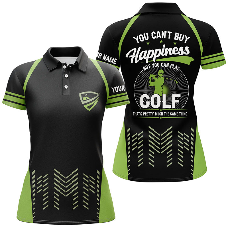 Green black womens golf polo shirts custom You can't buy happiness But you can play golf, golf outfits NQS7594
