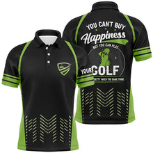 Load image into Gallery viewer, Green black mens golf polo shirts custom You can&#39;t buy happiness But you can play golf, golf outfits NQS7594