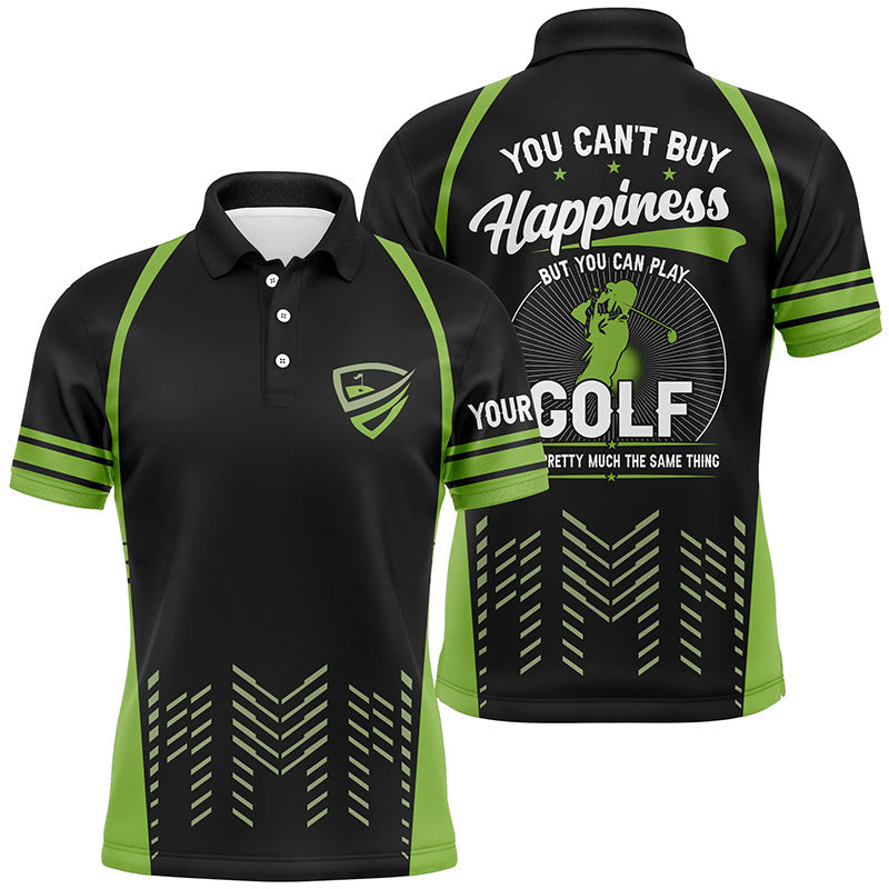 Green black mens golf polo shirts custom You can't buy happiness But you can play golf, golf outfits NQS7594
