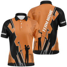Load image into Gallery viewer, Mens golf polo shirts custom orange and black golf tops for men, best golf gifts NQS7781