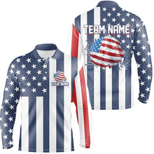 Load image into Gallery viewer, Mens golf polo shirts custom Red, white and blue American flag mens golf tops, best golf gifts NQS7783