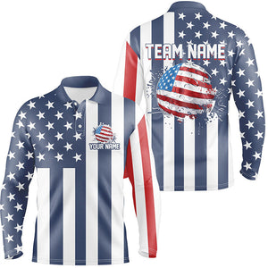 Mens golf polo shirts custom Red, white and blue American flag mens golf tops, best golf gifts NQS7783