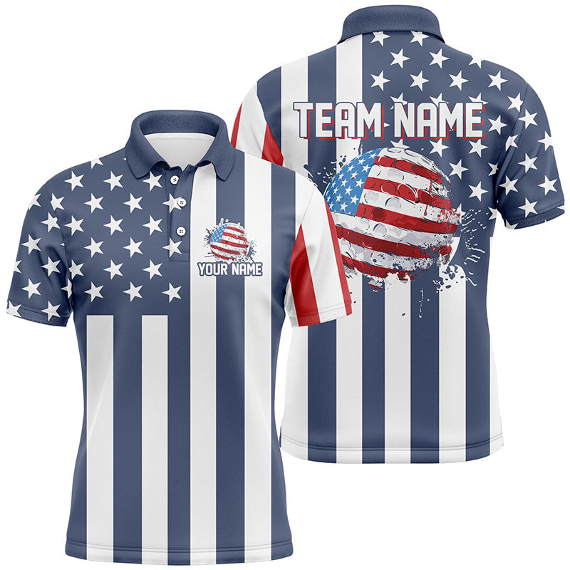 Mens golf polo shirts custom Red, white and blue American flag mens golf tops, best golf gifts NQS7783