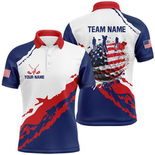 Load image into Gallery viewer, Red, white and blue Mens golf polo shirts custom American flag patriotic golf clothing for men NQS7784