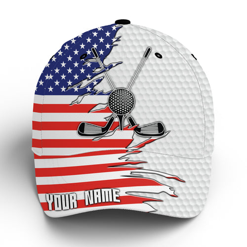 American flag golf clubs white golf ball skin Golfer hat custom name patriotic sun hats for mens NQS5898
