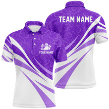 Load image into Gallery viewer, White and purple camo Men bowling Polo, Quarter Zip shirt Custom Team bowling jersey, gift for bowlers NQS8010