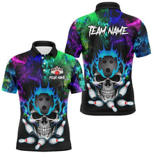 Load image into Gallery viewer, Colorful smoke Skull bowling Polo, Quarter Zip shirt for men Custom Team bowling League jerseys NQS8015