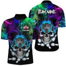 Load image into Gallery viewer, Colorful smoke Skull bowling Polo, Quarter Zip shirt for men Custom Team bowling League jerseys NQS8015