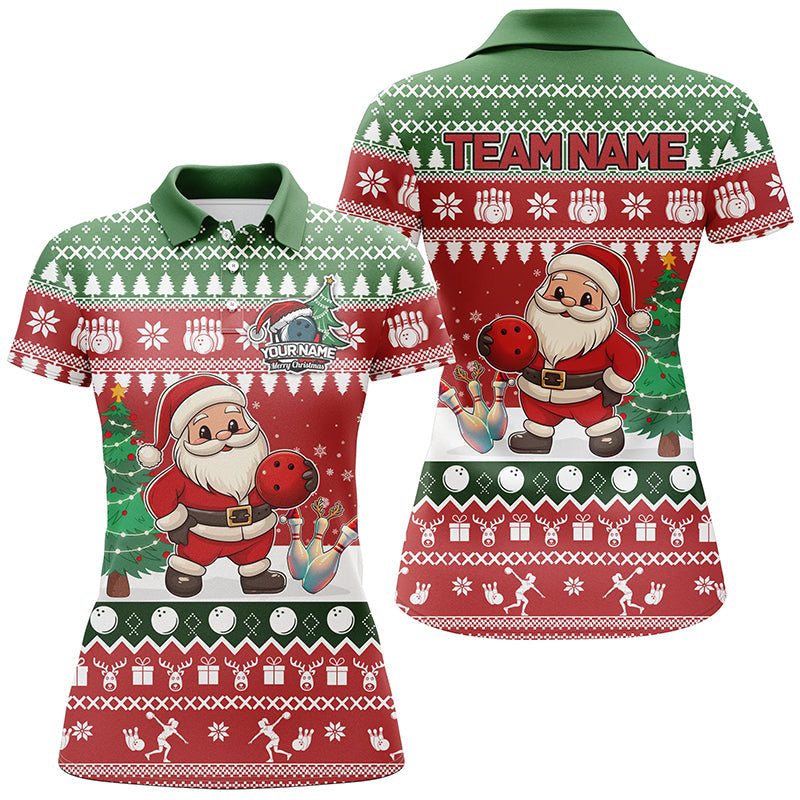 Funny ugly Christmas Santa Bowling Shirts For Women Custom Team Name Bowling Jerseys Xmas Outfit NQS8893