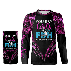 You say girls can't fish, I say watch me pink camo custom fishing girl 3D All Over Printed Shirts NQSD97