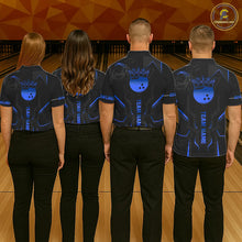 Load image into Gallery viewer, Black and Blue Bowling Polo, Quarter Zip Shirts For Women Custom Bowling Crown Team Jerseys Outfits NQS11221