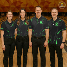 Load image into Gallery viewer, Black and Green Bowling Polo, Quarter Zip Shirts For Women Custom Bowling Crown Team Jerseys Outfits NQS11222