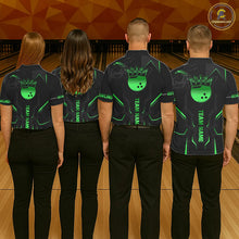 Load image into Gallery viewer, Black and Green Bowling Polo, Quarter Zip Shirts For Women Custom Bowling Crown Team Jerseys Outfits NQS11222