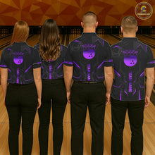 Load image into Gallery viewer, Black and Purple Bowling Polo, Quarter Zip Shirts For Women Custom Bowling Crown Team Jerseys Outfits NQS11223