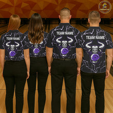 Load image into Gallery viewer, Bowling Bull Thunder Lightning Black Purple Bowling shirt for Women custom Bowling Team League Jersey NQS11419