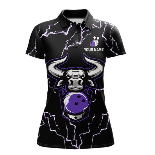 Bowling Bull Thunder Lightning Black Purple Bowling shirt for Women custom Bowling Team League Jersey NQS11419
