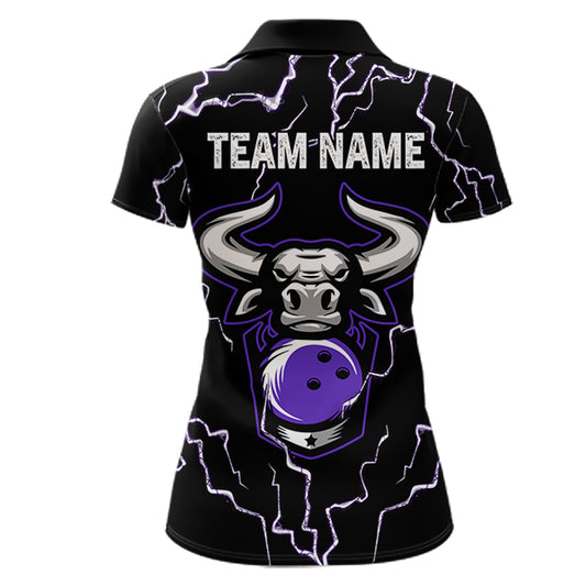 Bowling Bull Thunder Lightning Black Purple Bowling shirt for Women custom Bowling Team League Jersey NQS11419