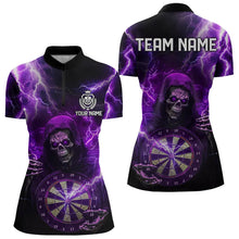 Load image into Gallery viewer, Skull Purple lightning thunder Darts Shirts For Women Custom Dart Team Jerseys NQS9494