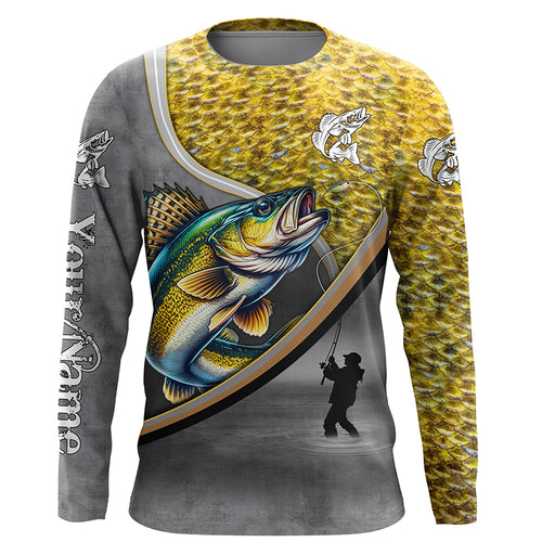 Walleye personalized fishing shirts freshwater fishing apparel, fishing shirts for men, women and kid NQS1410