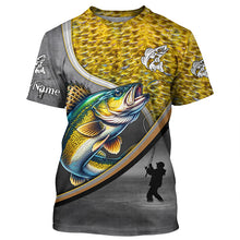 Load image into Gallery viewer, Walleye personalized fishing shirts freshwater fishing apparel, fishing shirts for men, women and kid NQS1410