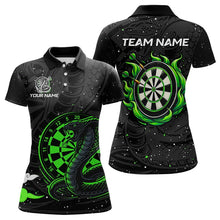 Load image into Gallery viewer, Black and Green Cobra Snake Darts Polo, Quarter Zip Shirts For Women Custom Name Darts Team Jerseys NQS9656