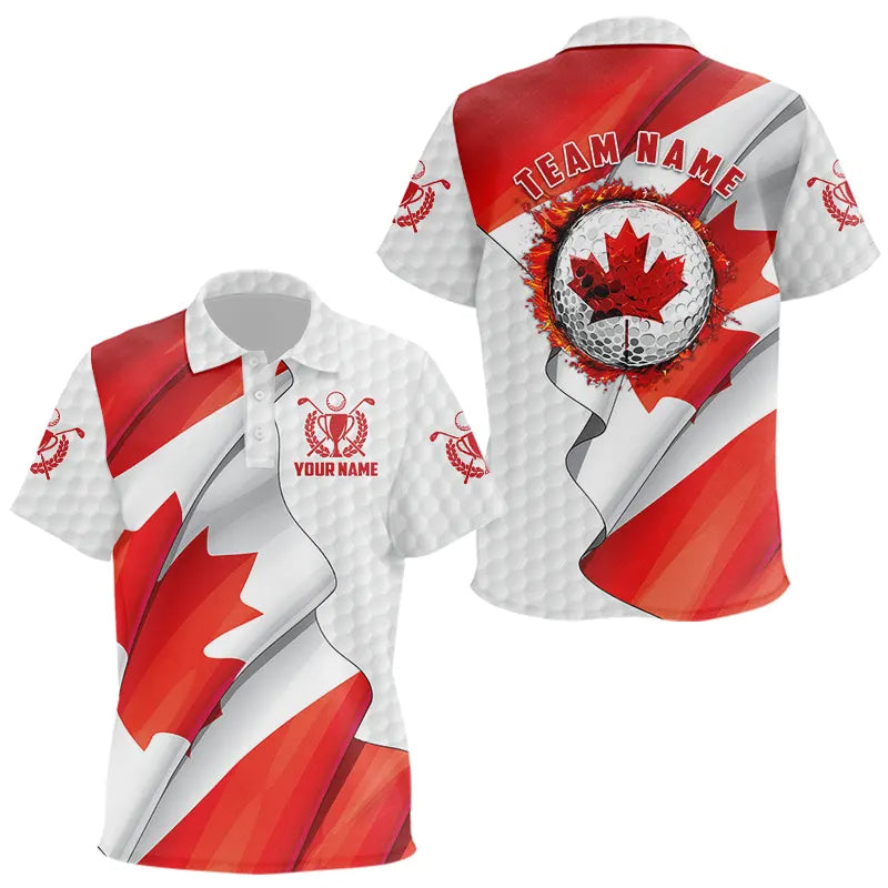 Canadian flag Kid Golf polo shirts custom white team patriotic golf shirts for Kid NQS9657