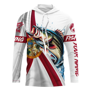 Largemouth Bass fishing Florida flag patriotic fishing Custom UV protection tournament Fishing Shirts NQS5684